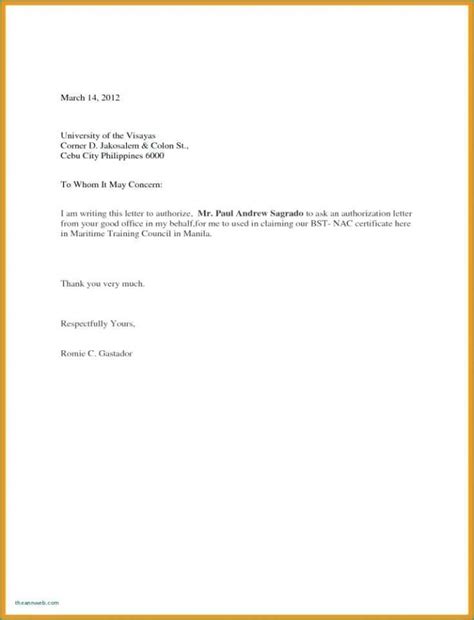 15 Sample Letters of Authorization to Pick Up Documents.